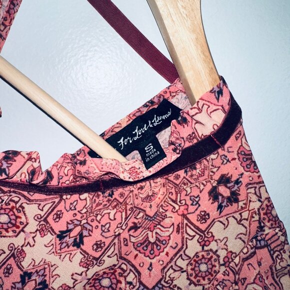 For Love and Lemons Geneva Mini Dress Size Small Red and Pink Printed Feminine - Picture 6 of 7